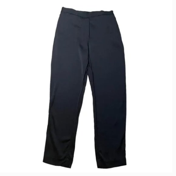Rebecca Taylor Satin Black Straight Leg Trousers Size 10 โ Elegant & Versatile - Picture 1 of 8